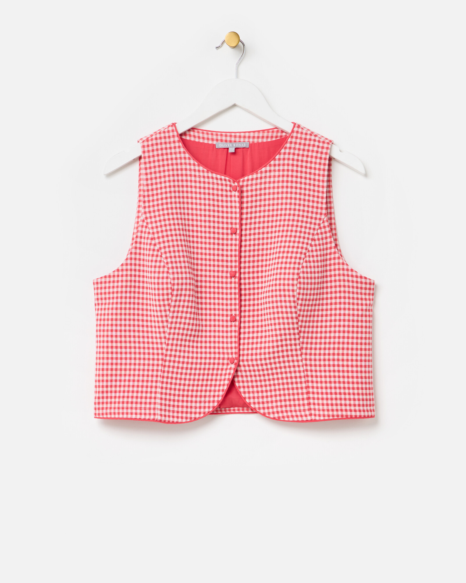 Red Gingham Tailored Waistcoat | Oliver Bonas | Oliver Bonas (Global)