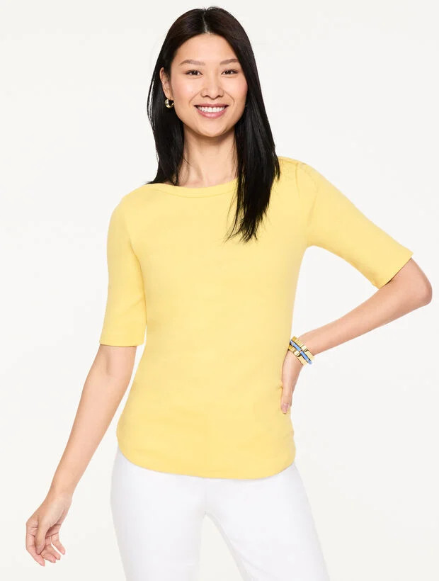 Ribbed Bateau Neck Tee | Talbots