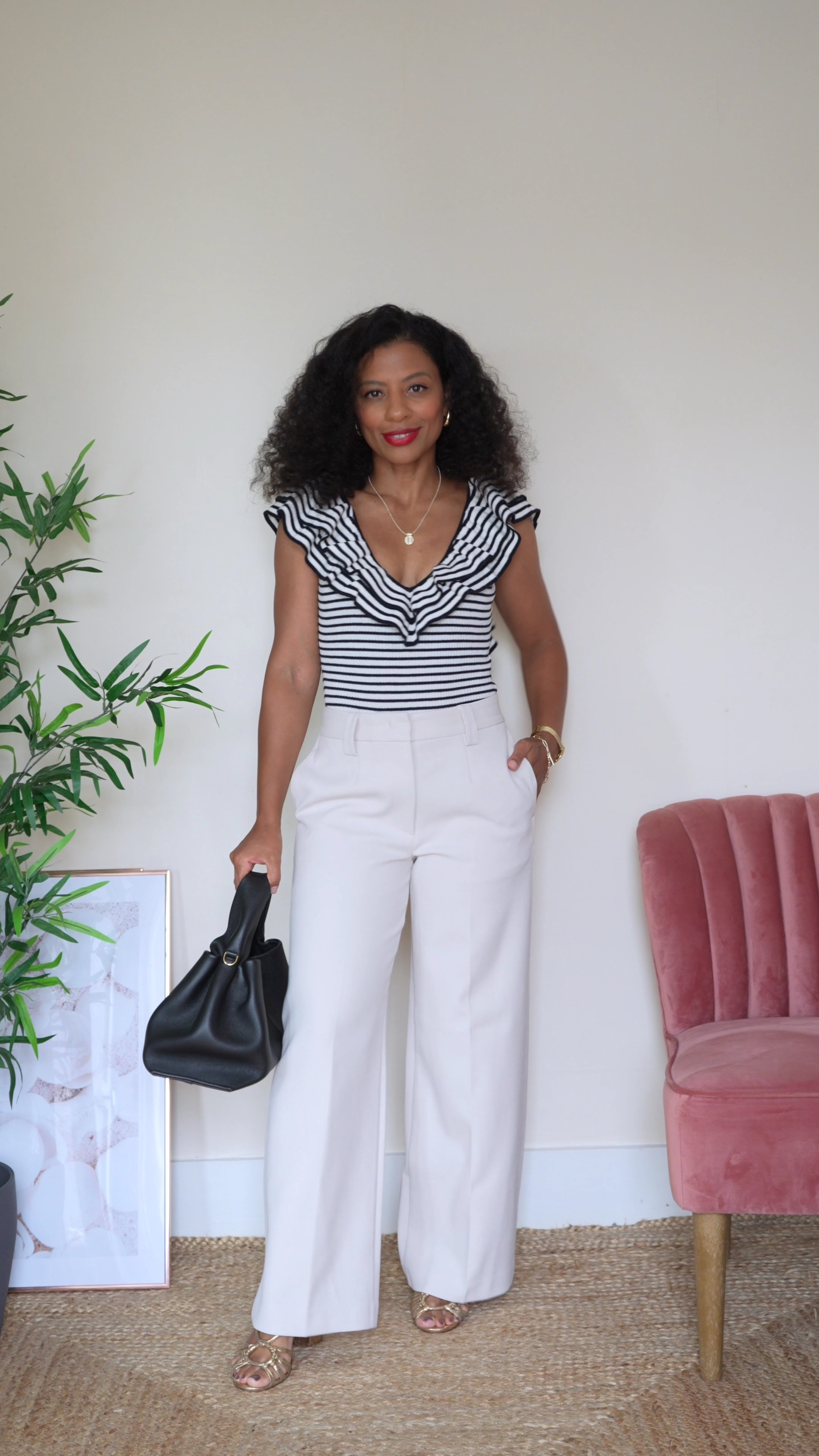 Petite monochrome summer outfit consisting of white trousers, Sezane bodysuit and black blazer. 

Petite style, work outfit, workwear

#LTKstyletip #LTKSeasonal #LTKeurope
