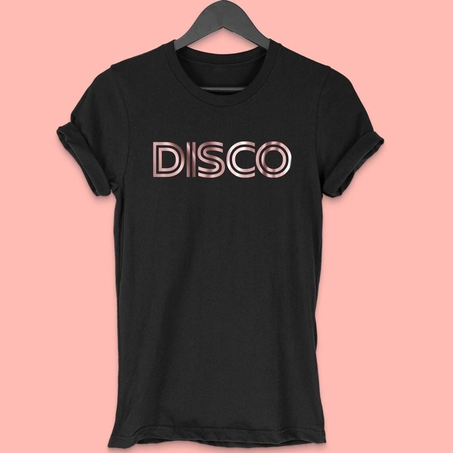 Disco T Shirt Vintage Disco 70's T-shirt Party T Shirt Unisex Rose Gold Print - Etsy UK | Etsy (US)