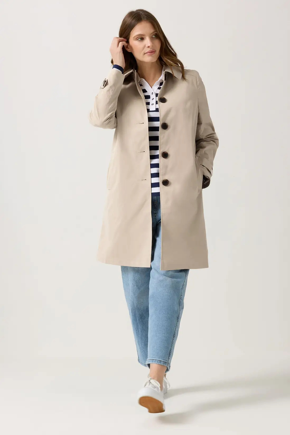 Natural M&Co Single Breasted Mac Coat | Dorothy Perkins | Dorothy Perkins (UK)