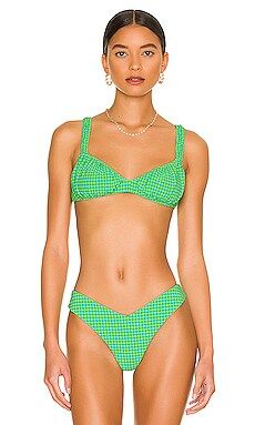 Scrunchie Bikini Top in Neon Green & Ocean Blue | Revolve Clothing (Global)
