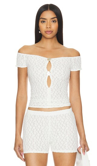 Lace T-shirt in Ivory Lace | Revolve Clothing (Global)