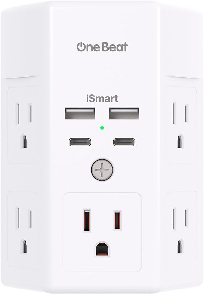Surge Protector, USB Wall Charger, 5 Outlet Extender with 4 USB Ports, 3-Sided 1800J Power Strip ... | Amazon (US)