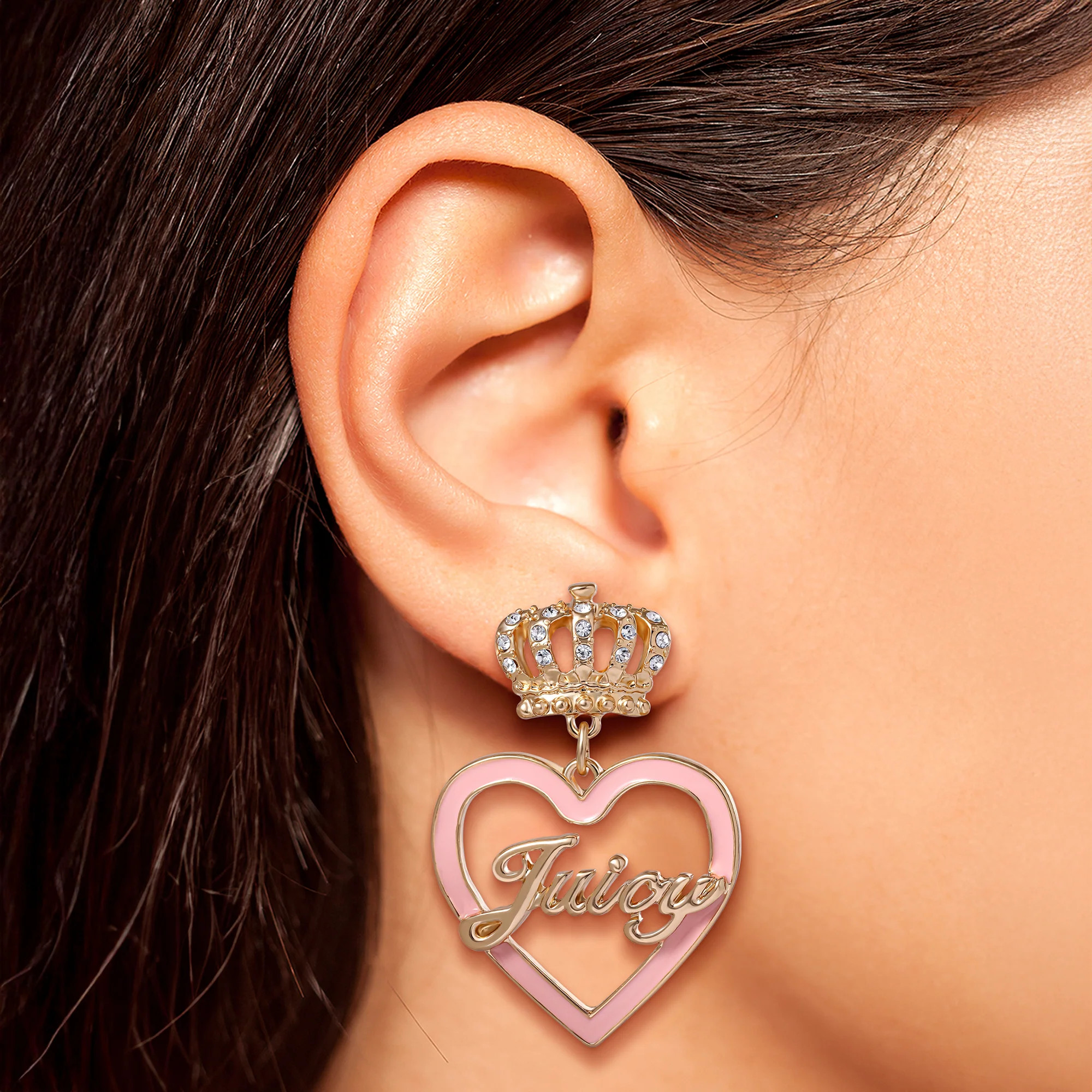 Crown & Pink Heart Drop Earrings | Juicy Couture