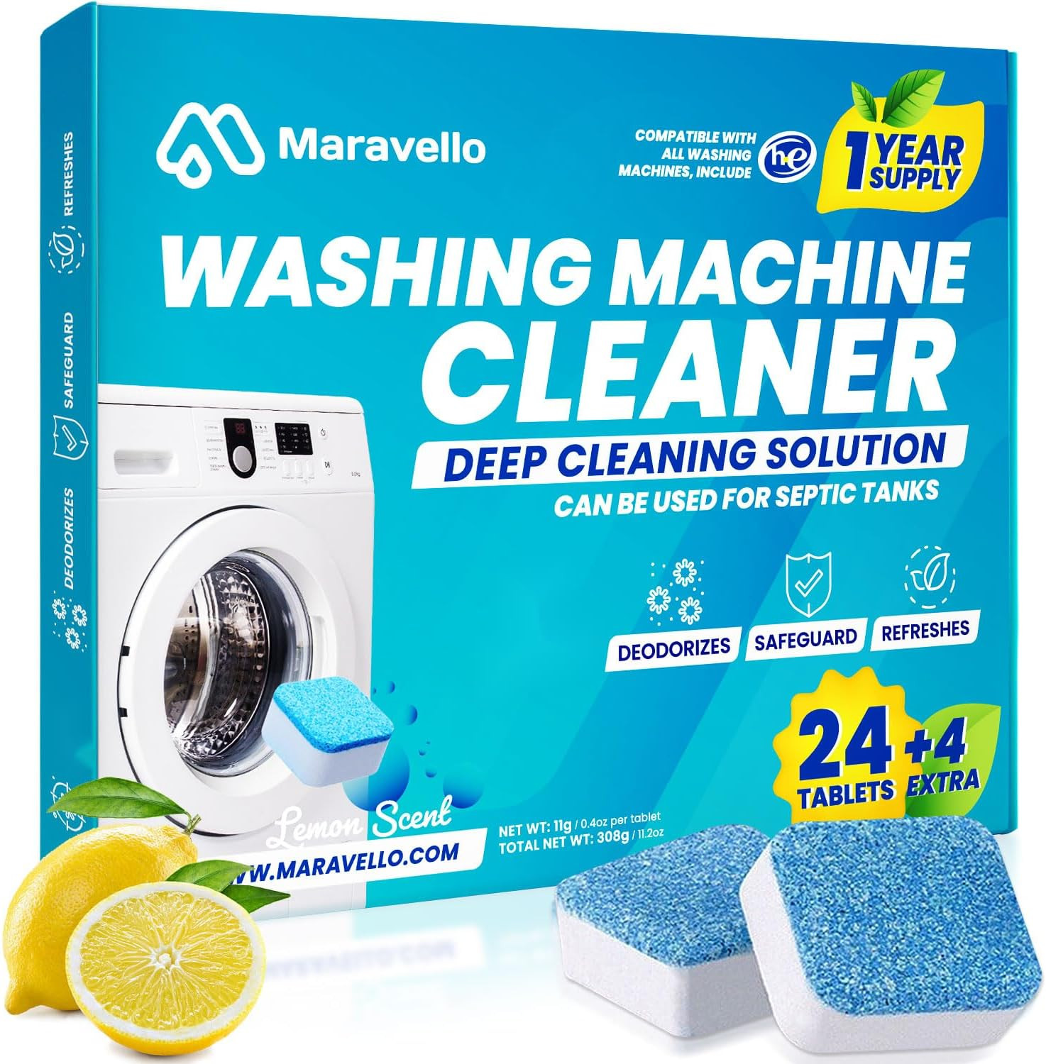 Washing Machine Cleaner Descaler Tablets: Maravello Highly Efficient Laundry Deodorizer - Washer ... | Amazon (CA)