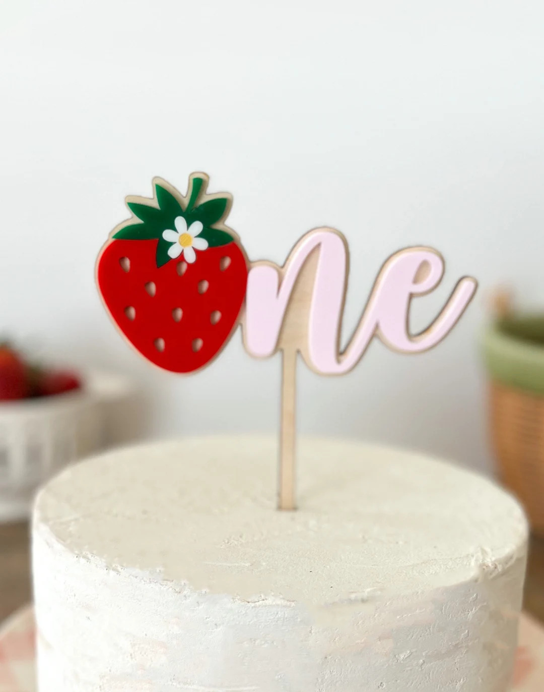 Strawberry Cake Topper Berry First Birthday Sweet One Strawberry Birthday Topper Strawberry Wood ... | Etsy (US)