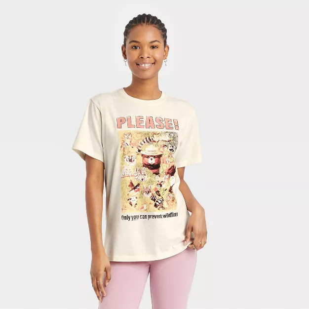 Women's Smokey Short Sleeve Graphic T-Shirt - Ivory Floral | Target