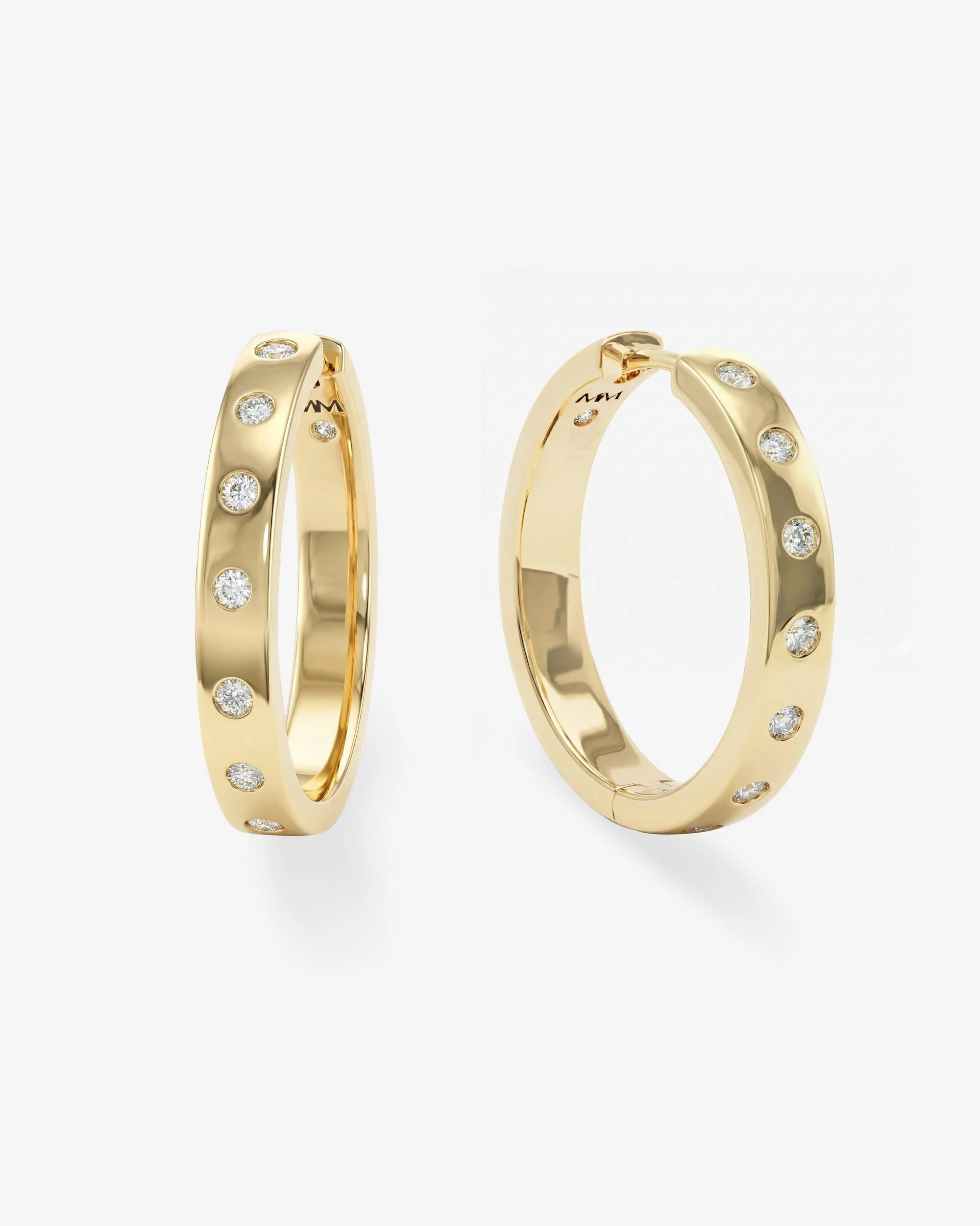 Ashley Reversible Hoops 1" - Gold|White Diamondettes | Melinda Maria Jewelry