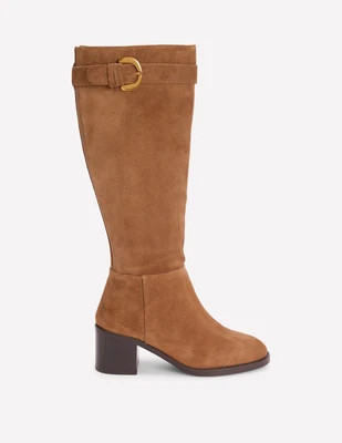 Buckle Detail Knee Boots-Cognac | Boden (US)