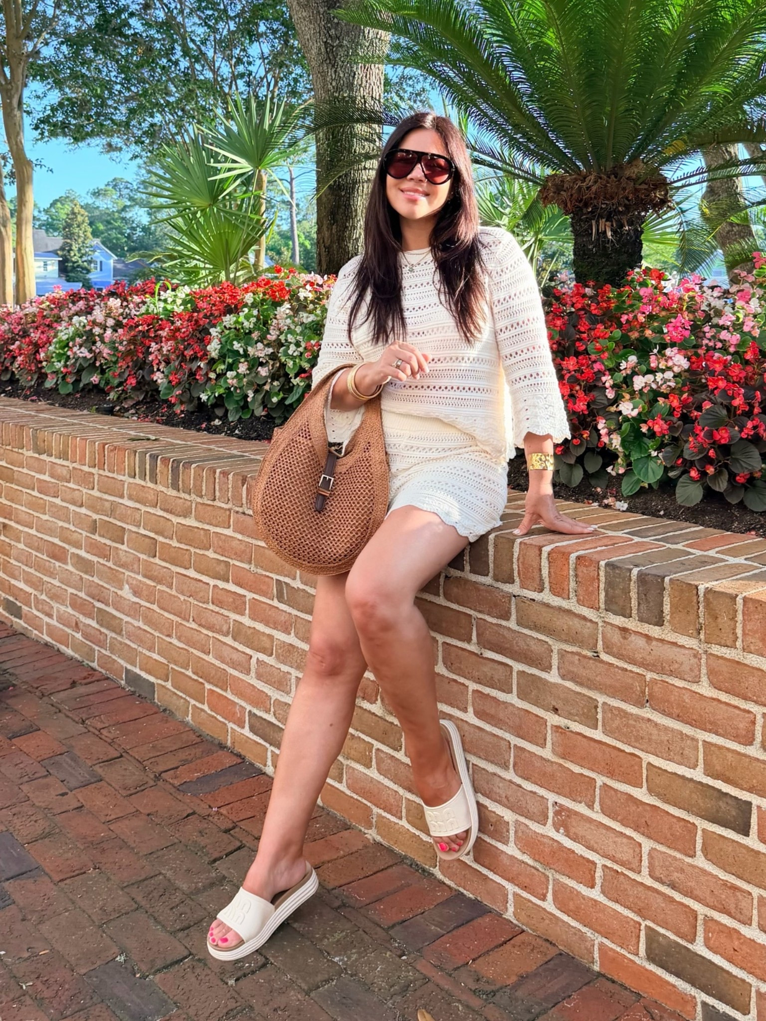 Easy summer outfit from @Target  🤍
Lightweight crochet set + woven bag + comfy slides = the perfect vacation look ✨

#LTKdayinmylife #LTKOver40 #LTKootd