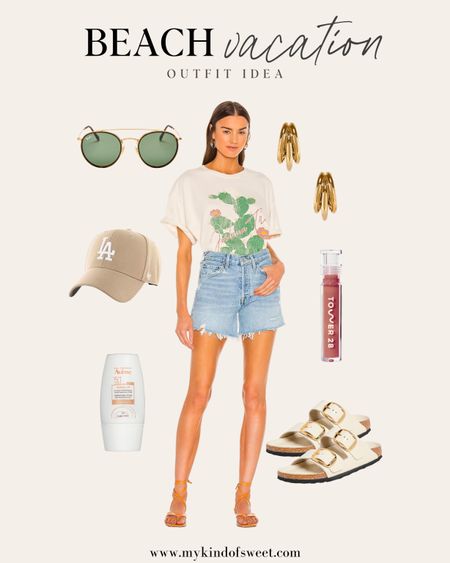 Beach vacation outfit idea // this is such a cute casual look for sightseeing. These jean shorts paired with a basic white tee is my go-to look for everyday.

#LTKSeasonal #LTKtravel #LTKstyletip