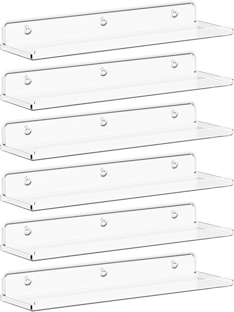 Lifewit Floating Shelves for Wall, 6 Pack 15" Clear Acrylic Shelf Room Decor for Book/Figures/Pho... | Amazon (US)