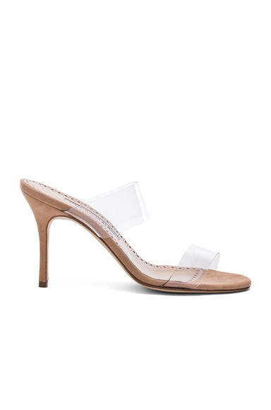 Manolo Blahnik PVC Scolto Sandals in Nude | FWRD 