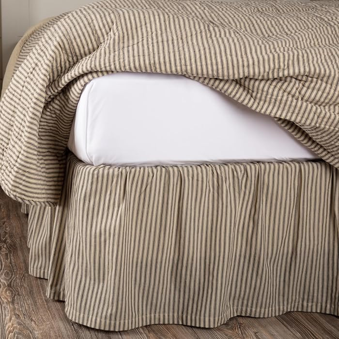 VHC Brands Sawyer Mill Ticking Striped Cotton Farmhouse Split Corners Gathered King Bed Skirt, 78... | Amazon (US)