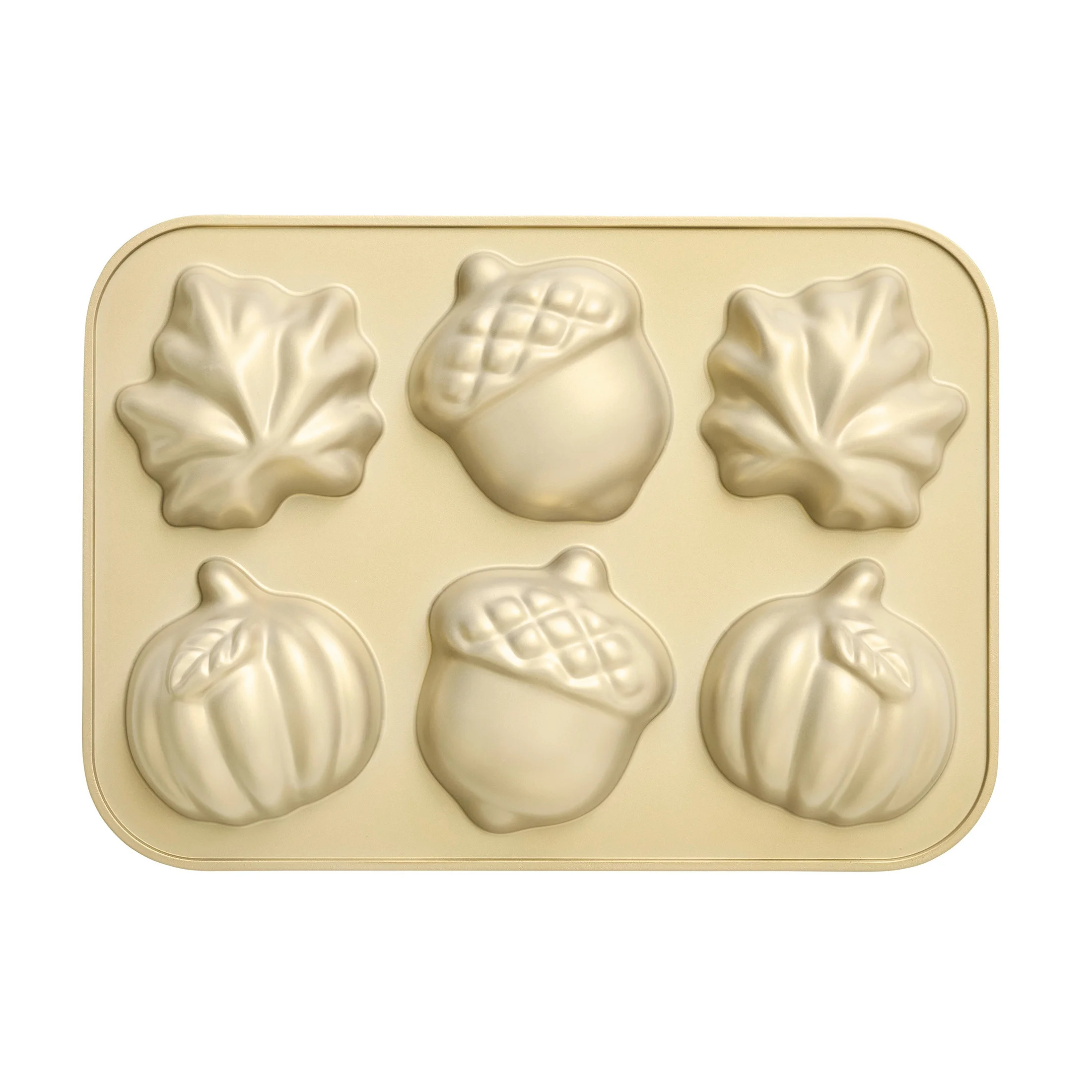 Better Homes & Gardens Cast Aluminum Golden Nonstick Fall Cakelet Pan, 12.11inch Length x 8.66inch Width x 1.5inch Height, Golden | Walmart (US)