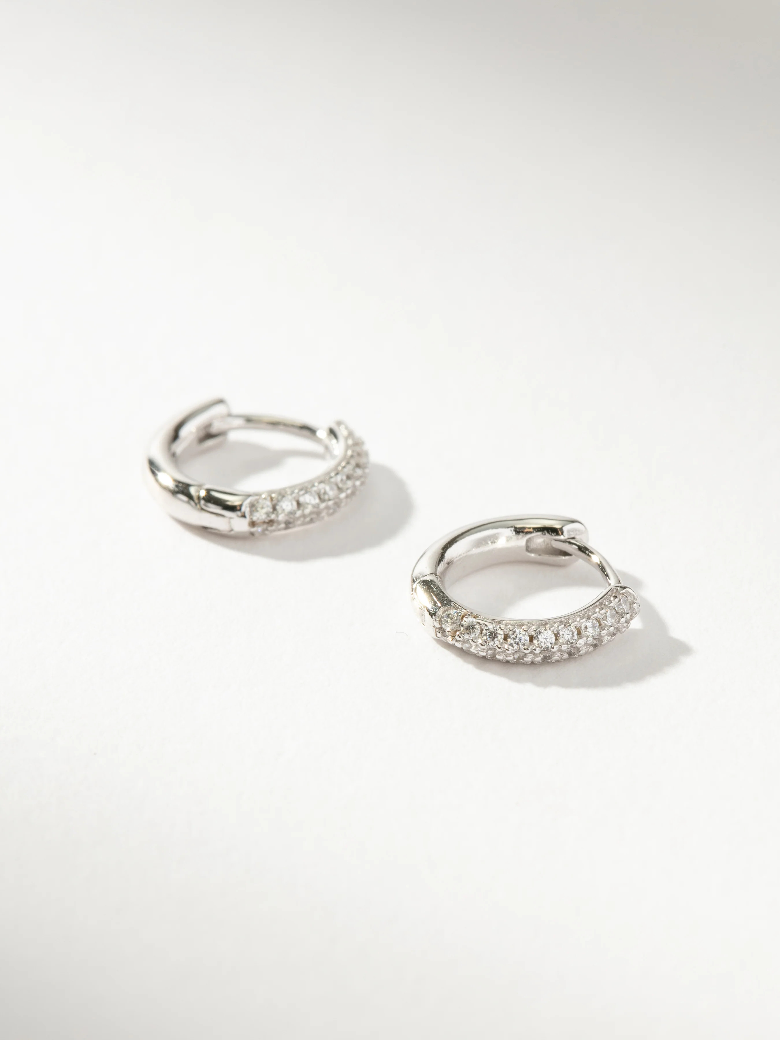 Sterling Silver Luminous Pavé Huggie Earrings | Uncommon James | Uncommon James