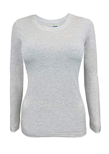 Natural Uniforms Women's Under Scrub Tee Crew Neck Long Sleeve T-Shirt (Heather Grey, Large) | Amazon (US)
