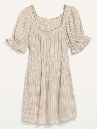 Puff-Sleeve Tiered Mini Swing Dress for Women | Old Navy (US)