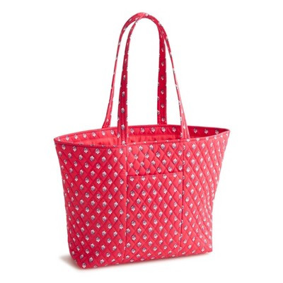 Vera Bradley Hibiscus Bluebell Ditsy East West Tote Bag - Red | Target