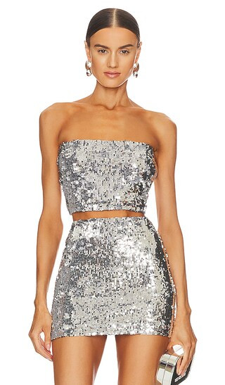 Micro Tube Top in Silver | Revolve Clothing (Global)