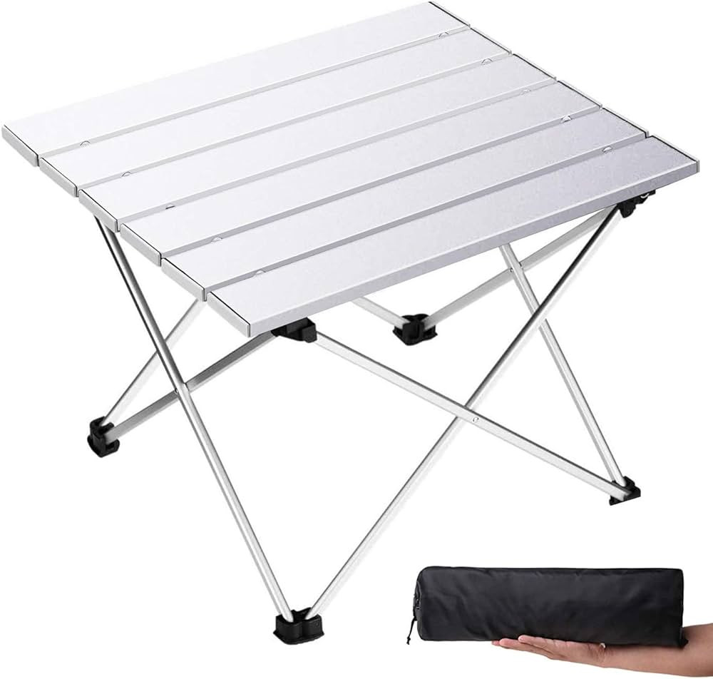 Grope Small Folding Camping Table with Aluminum Table Top, Beach Table for Sand with Carrying Bag... | Amazon (US)