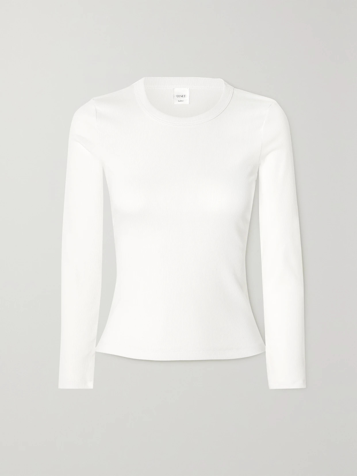 LESET - Kelly Ribbed Stretch-cotton Jersey Top - White | NET-A-PORTER (US)