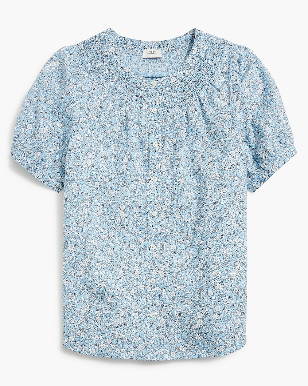 Linen-blend short-sleeve smock-neck top | J.Crew Factory