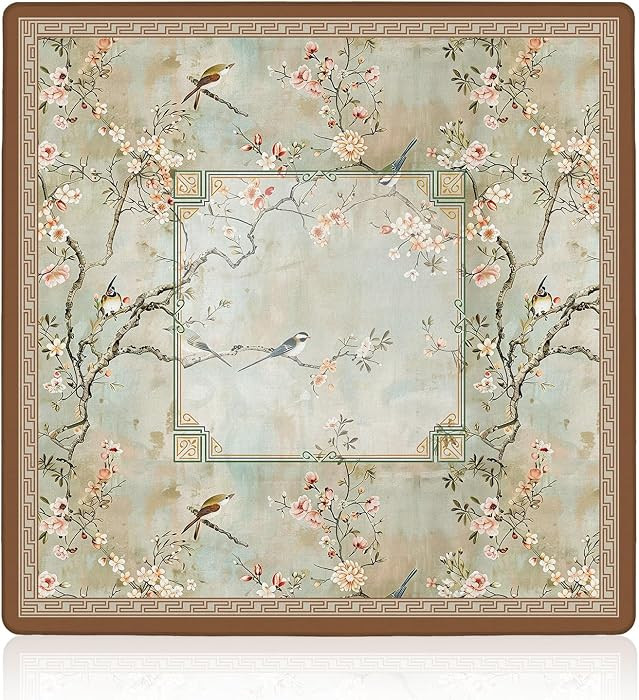 Vintage Chinoiserie Cherry Blossom Mahjong Mat 31.5 x 31.5 in, Cottagecore Botanical Floral Bird ... | Amazon (US)