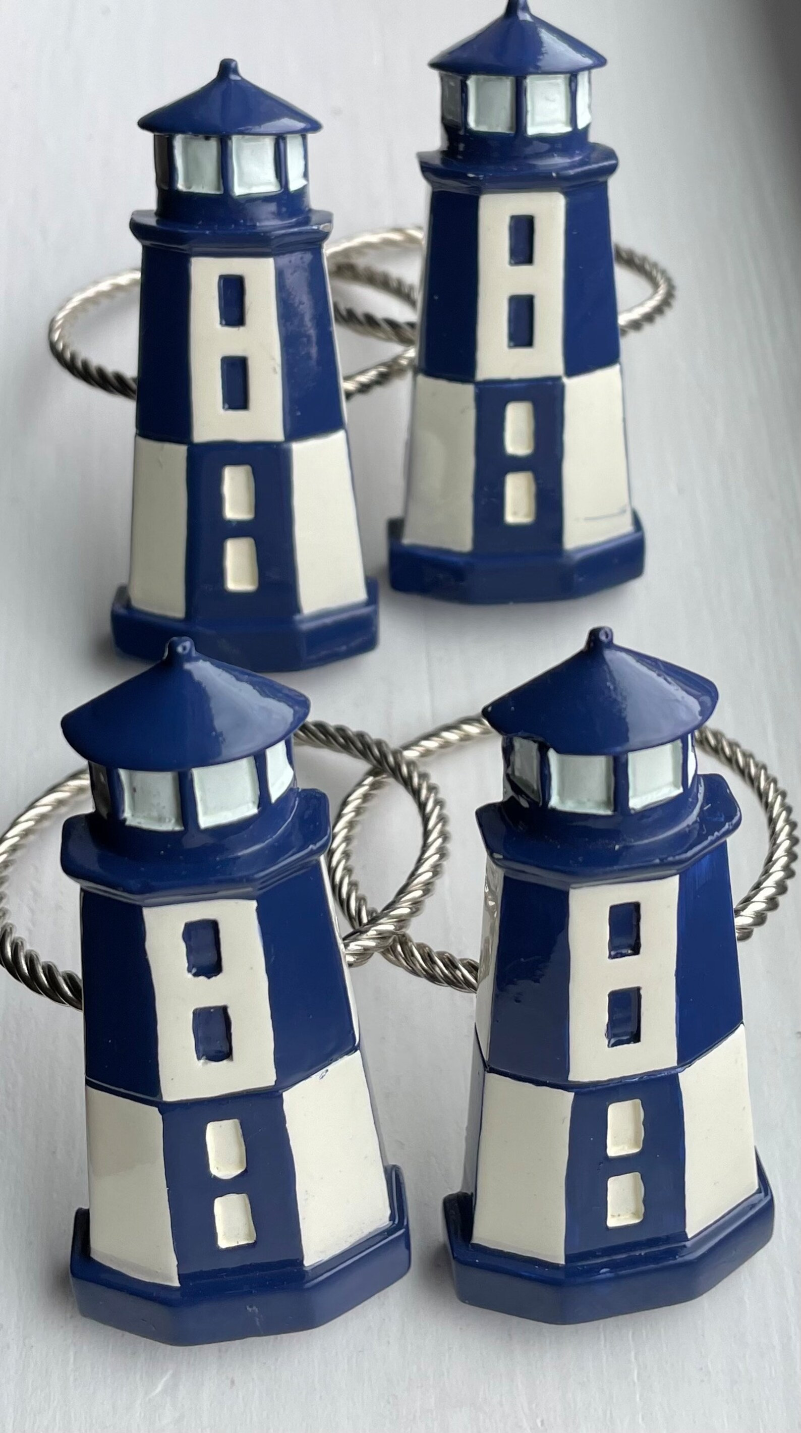 Amazing Elegant Vintage Collectible Art Deco BLUE/WHITE Large Figural lighthouse Theme Napkin Rin... | Etsy (US)