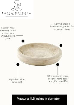 Santa Barbara Design Studio Wood Serving Bowl, Hand Carved Paulownia Wood Fruit Bowl/Decor, 11.5"... | Amazon (US)