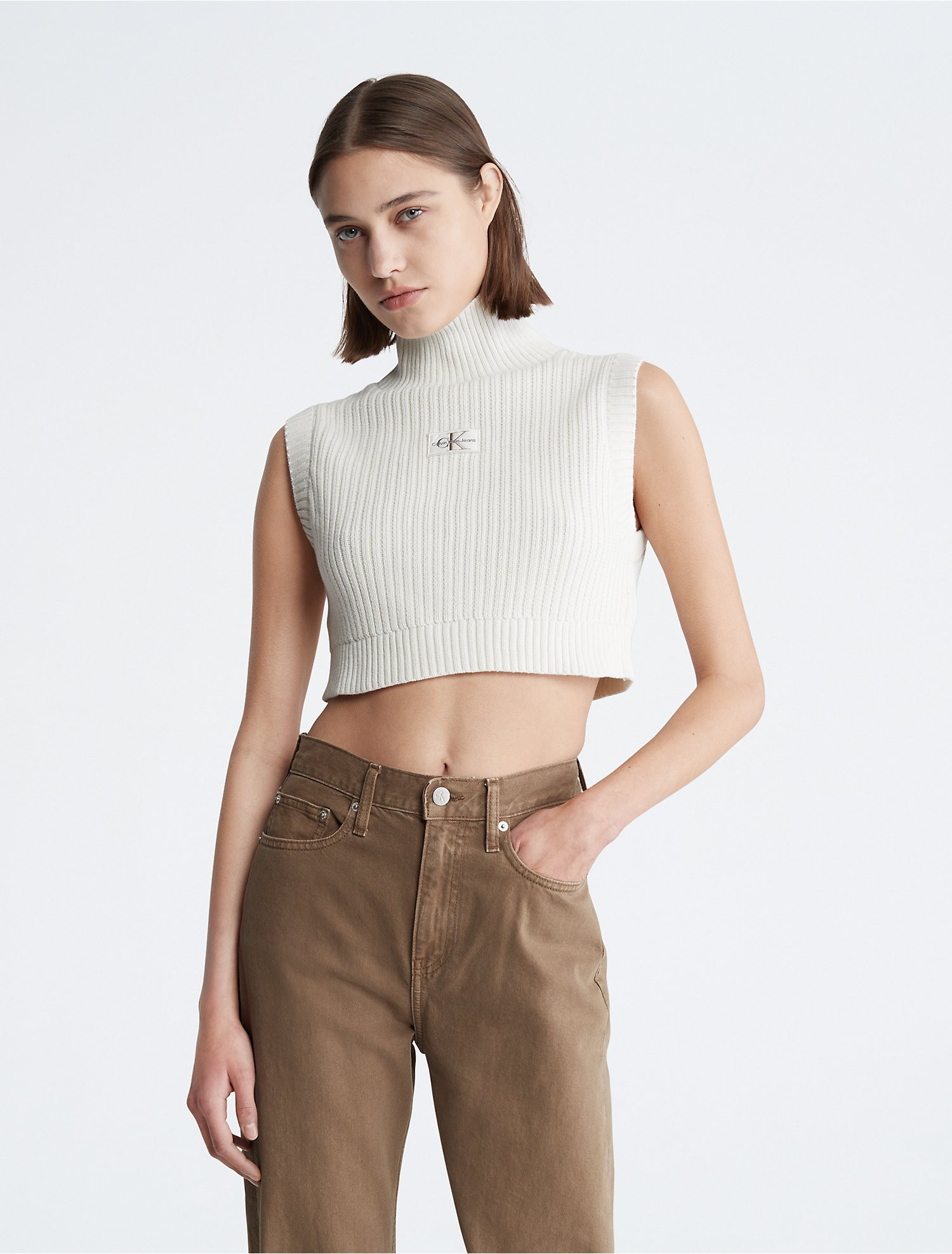 Cropped Turtleneck Sweater Vest | Calvin Klein | Calvin Klein (US)
