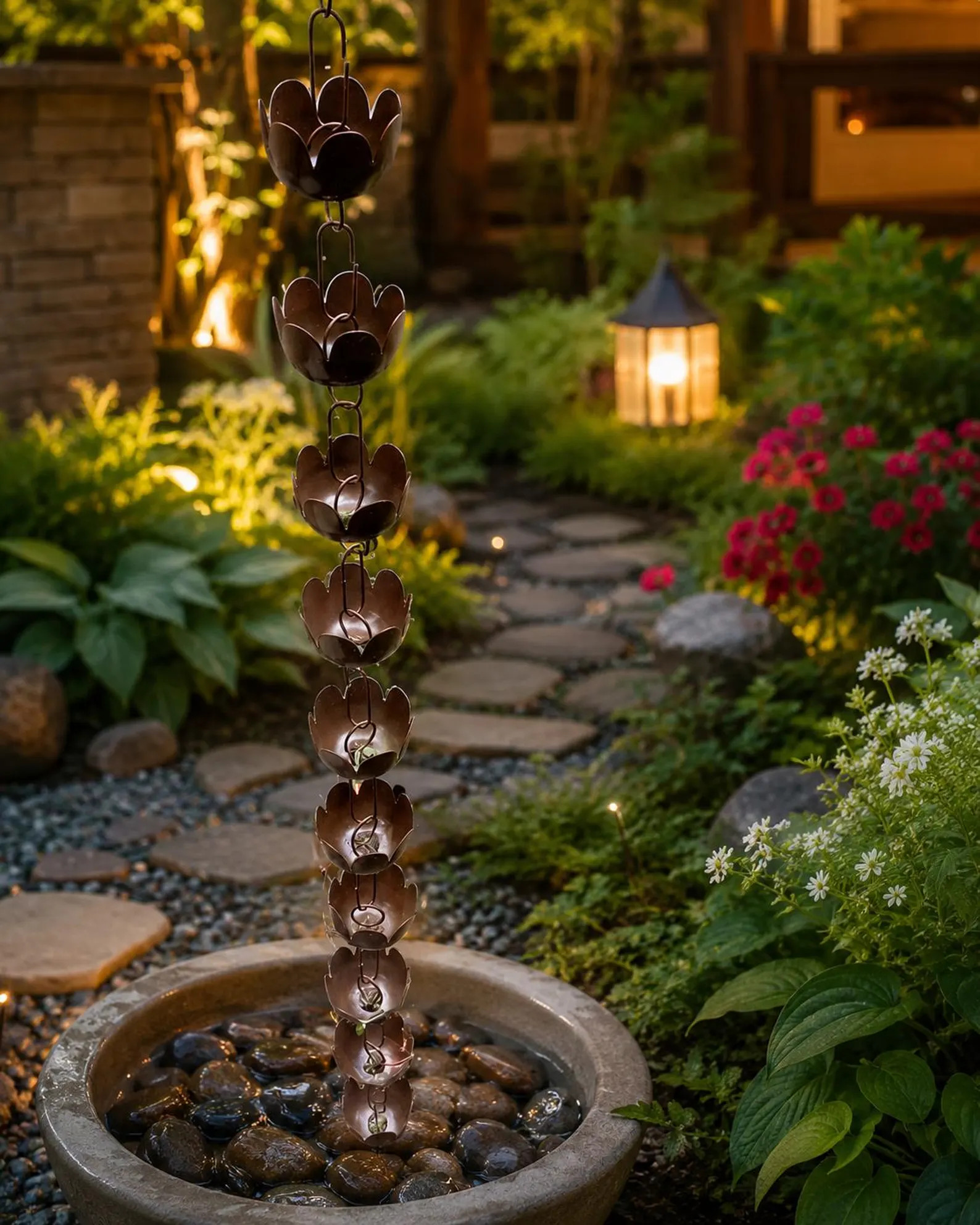 Lily Cup Rain Chain – Handcrafted Metal Garden Decor for Patio, Balcony & Yard | Etsy (Global)
