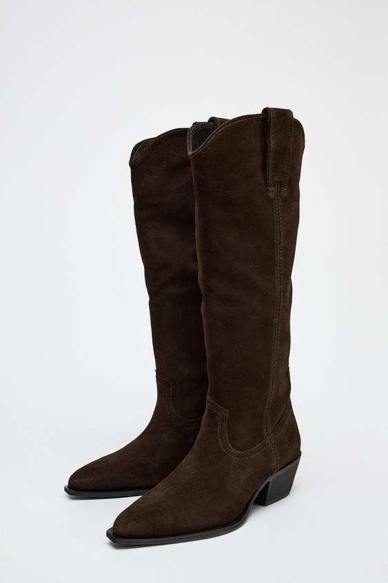 SUEDE COWBOY BOOTS | Zara US