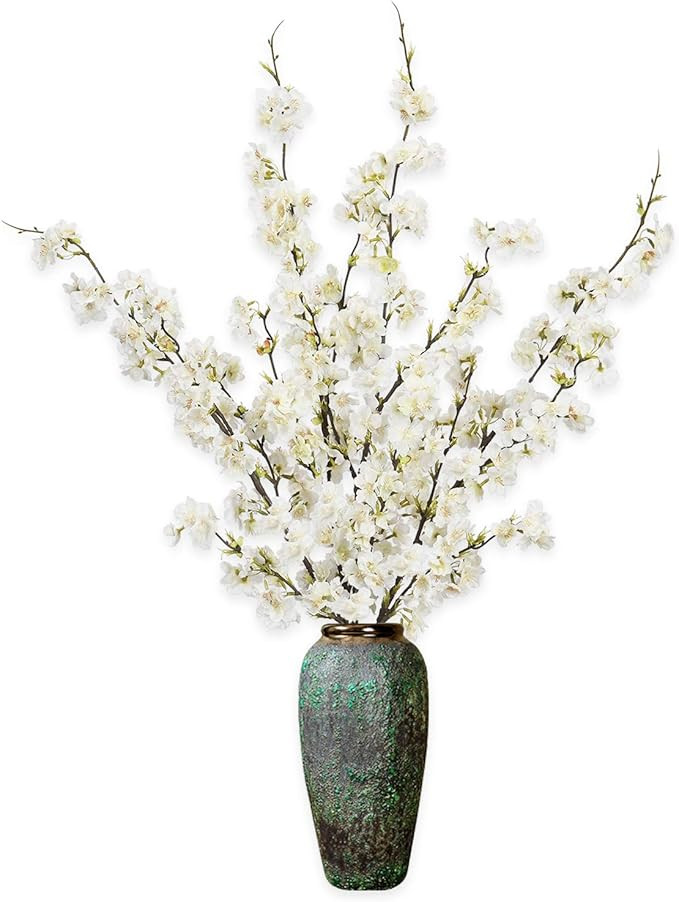 Shiny Flower 4PCS Artificial Cherry Blossom Flowers, Silk Peach Flowers Arrangements Tall Artific... | Amazon (US)