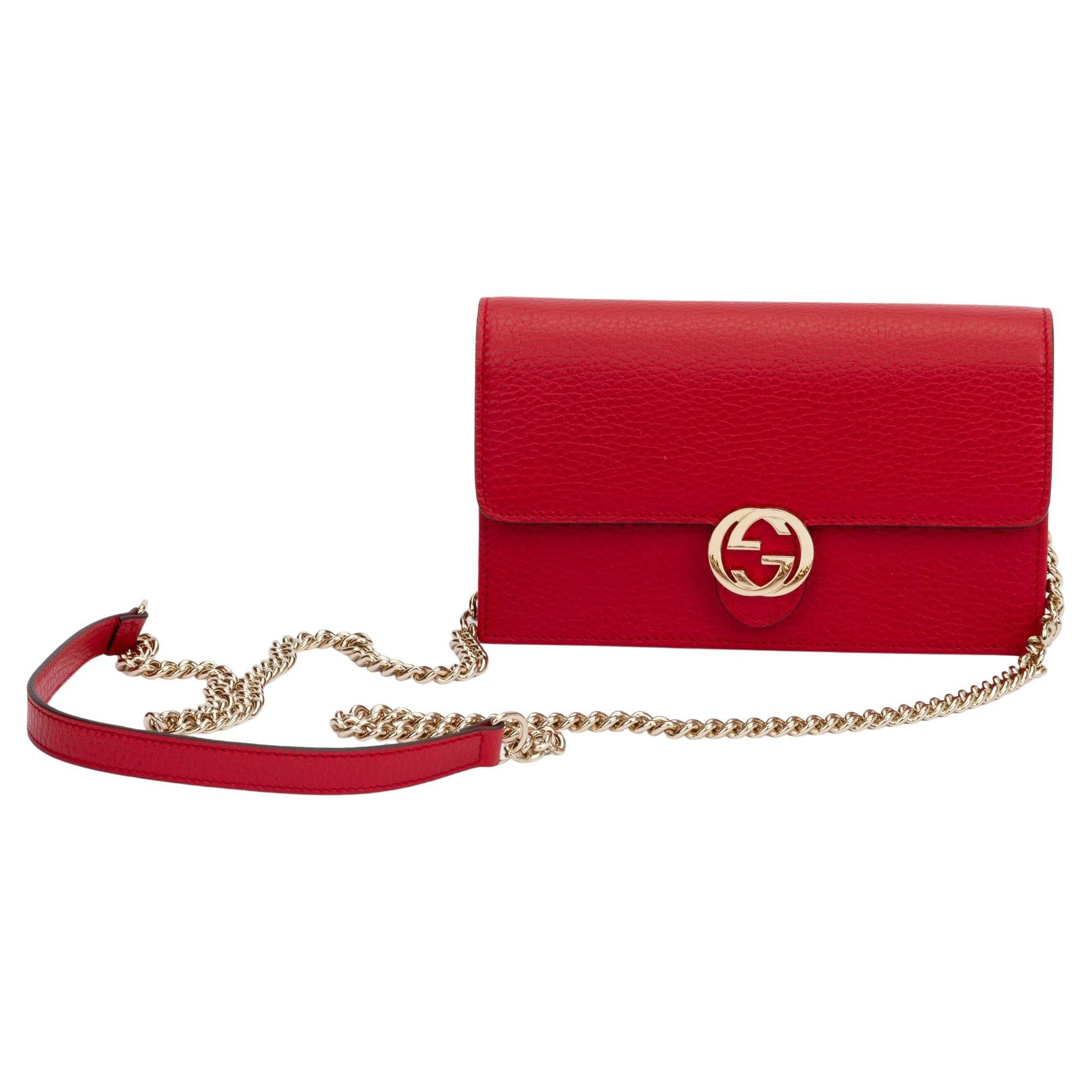 Gucci Nib Red Leather Cross Body Bag | 1stDibs