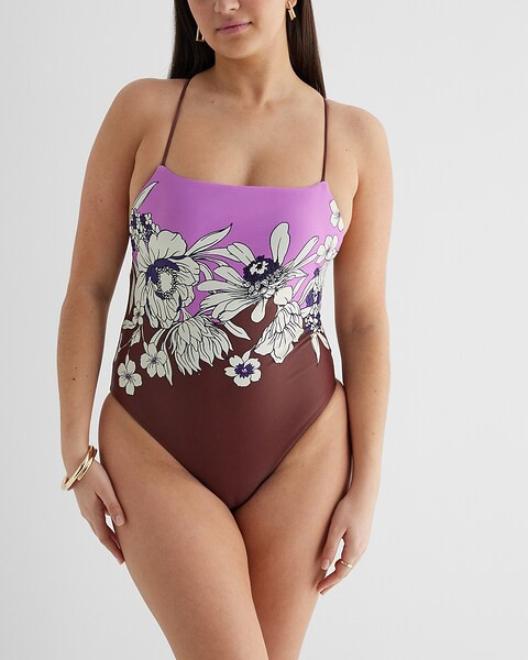 Strappy Lace-Up Body Contour One-Piece Swimsuit | Express