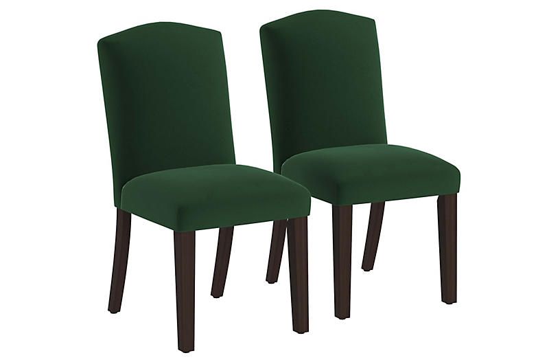 S/2 Marie Side Chairs, Emerald Velvet | One Kings Lane