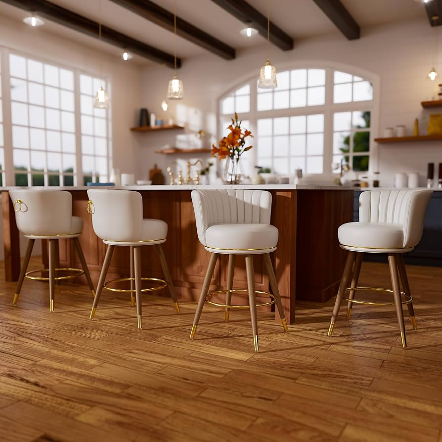 SeekFancy Counter Height Bar Stools Set of 4, Swivel BarStools with Back, 24" H Seat Height Uphol... | Amazon (US)