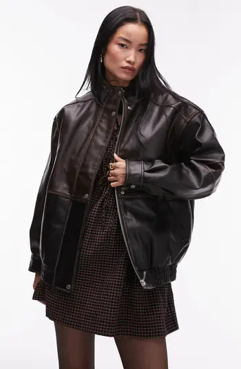 Oversize Faux Leather Bomber Jacket | Nordstrom