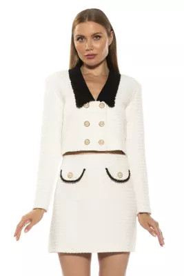 Alexia Admor Women's Aurelia Long Sleeve Tweed Jacket, Ivory | Belk
