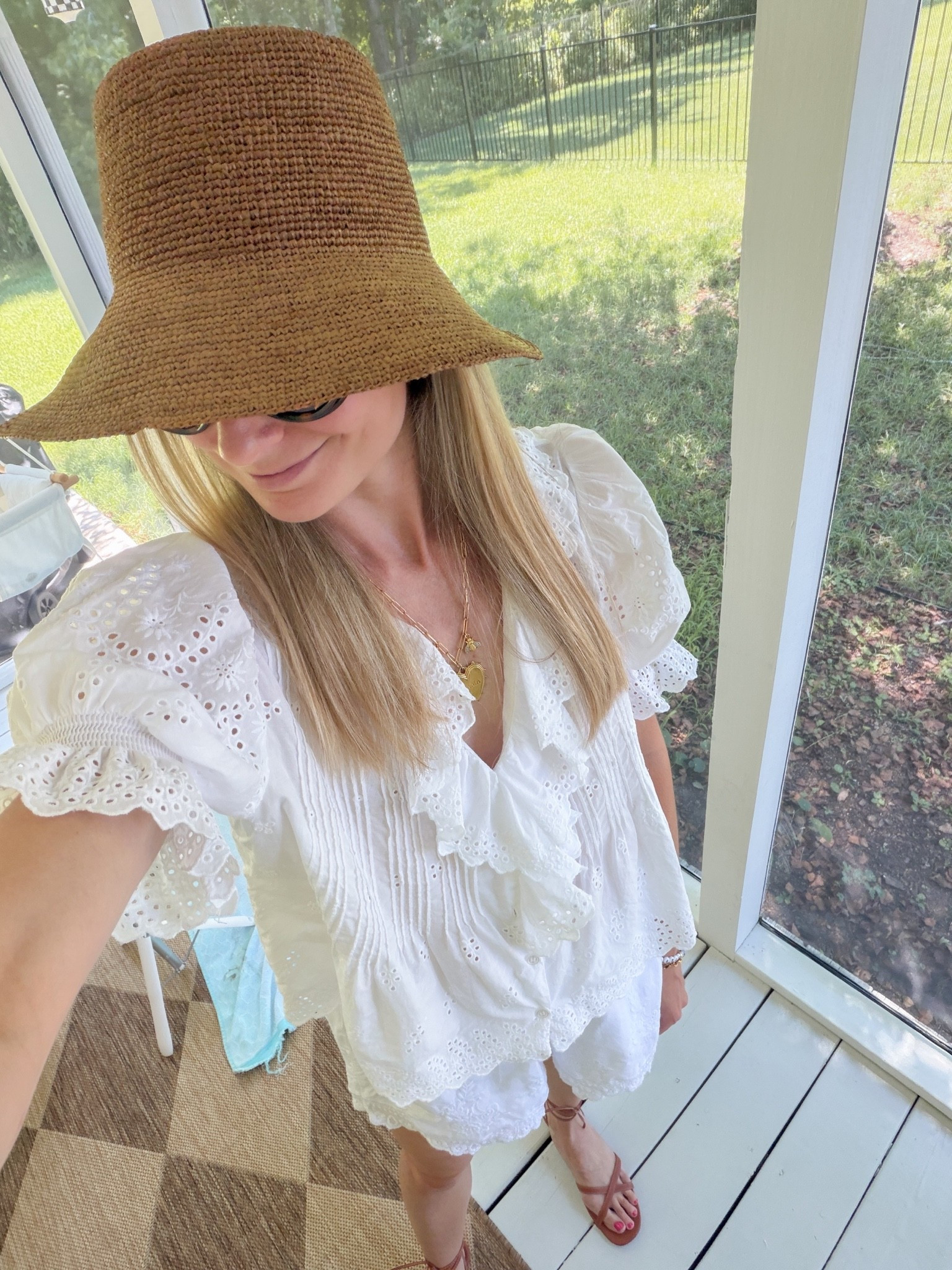 Summer whites 🙌🏼 Obsessed with these white eyelet detail shorts for $24 and the perfect bucket hat from Aritzia / vacation outfit / summer outfit / white top / classic style

#LTKootd #LTKgrwm #LTKSeasonal