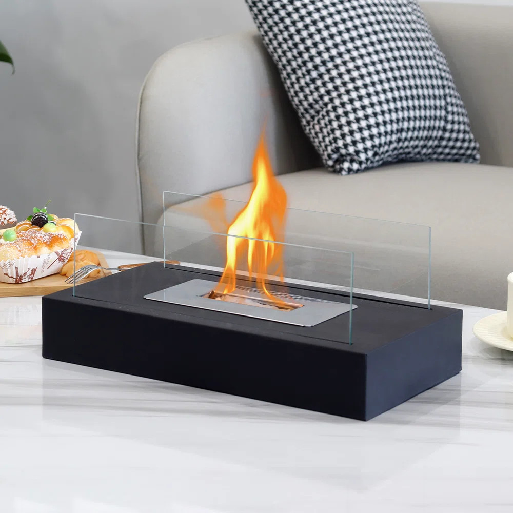 Glass Bio-Ethanol Outdoor Tabletop Fireplace with Flame Guard | Wayfair North America