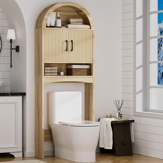 Spurgehom Arch Over The Toilet Storage Cabinet,Bathroom Organizer, Wood | Amazon (US)