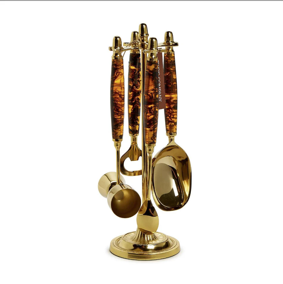 4 Pc Tortoise Print Bar Set with Stand | The Oaks Apparel Company