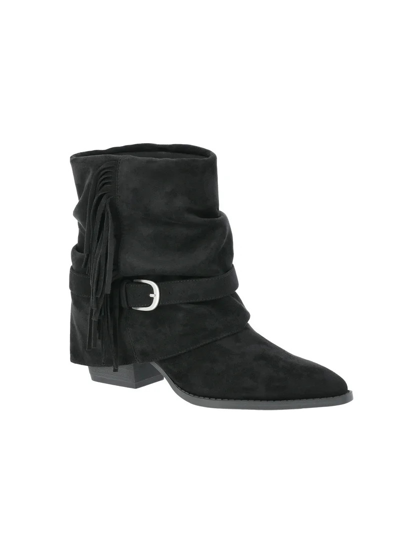 Western Boots, Walmart Fashion, Time and Tru Women's Foldover Slouch Boots with Fringe | Walmart (US)