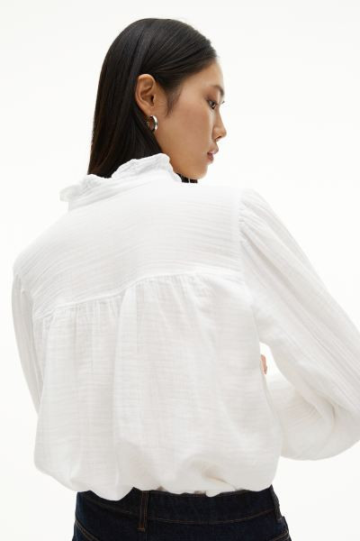 Cotton Muslin Blouse - White - Ladies | H&M US | H&M (US + CA)
