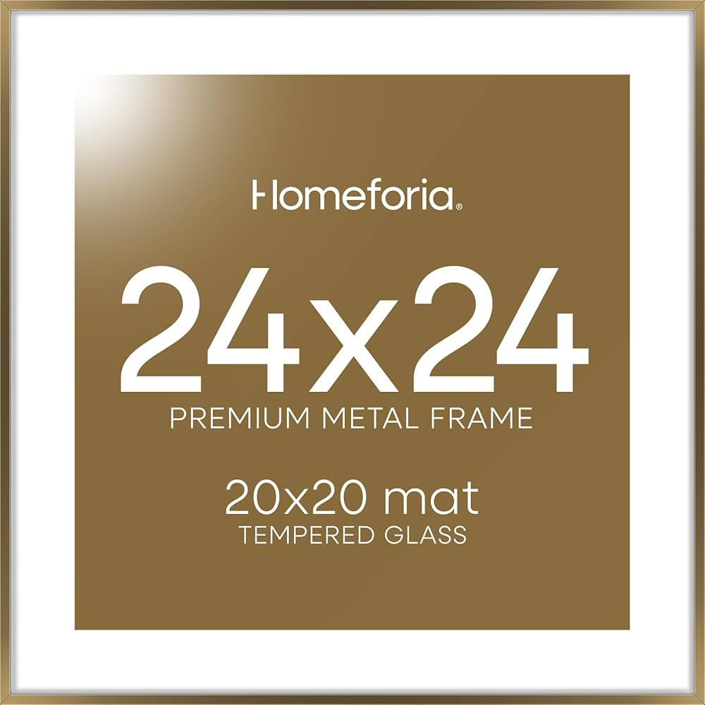Homeforia 24x24 Picture Frame Bronze, High End Metal 24 x 24 Large Square Poster Frames with Mat ... | Amazon (US)