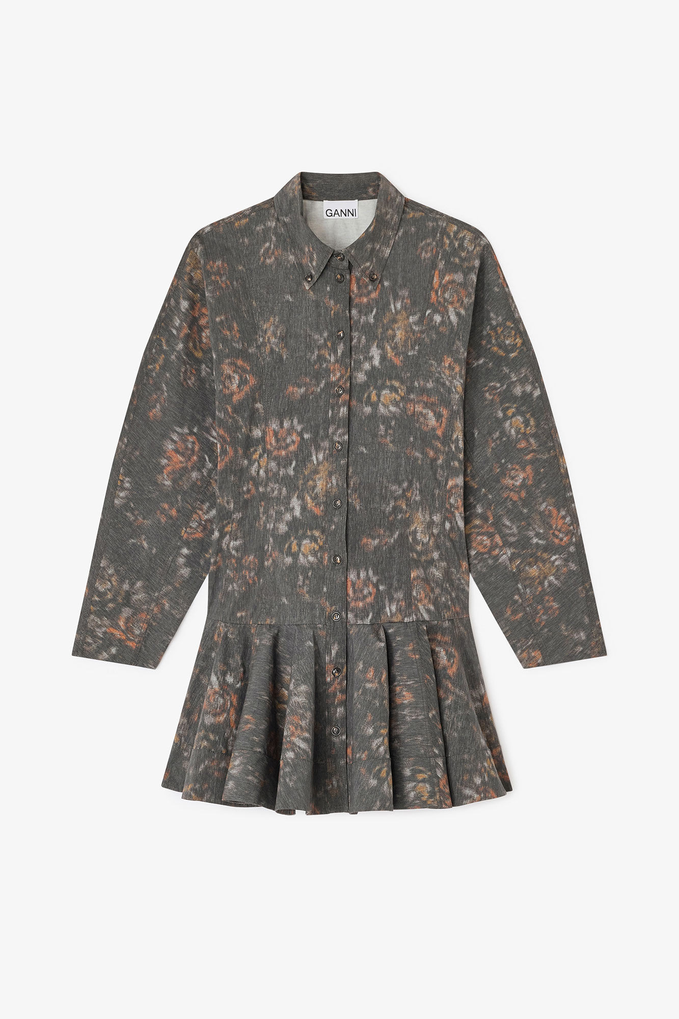 Black Floral Shirt Dress | Ganni