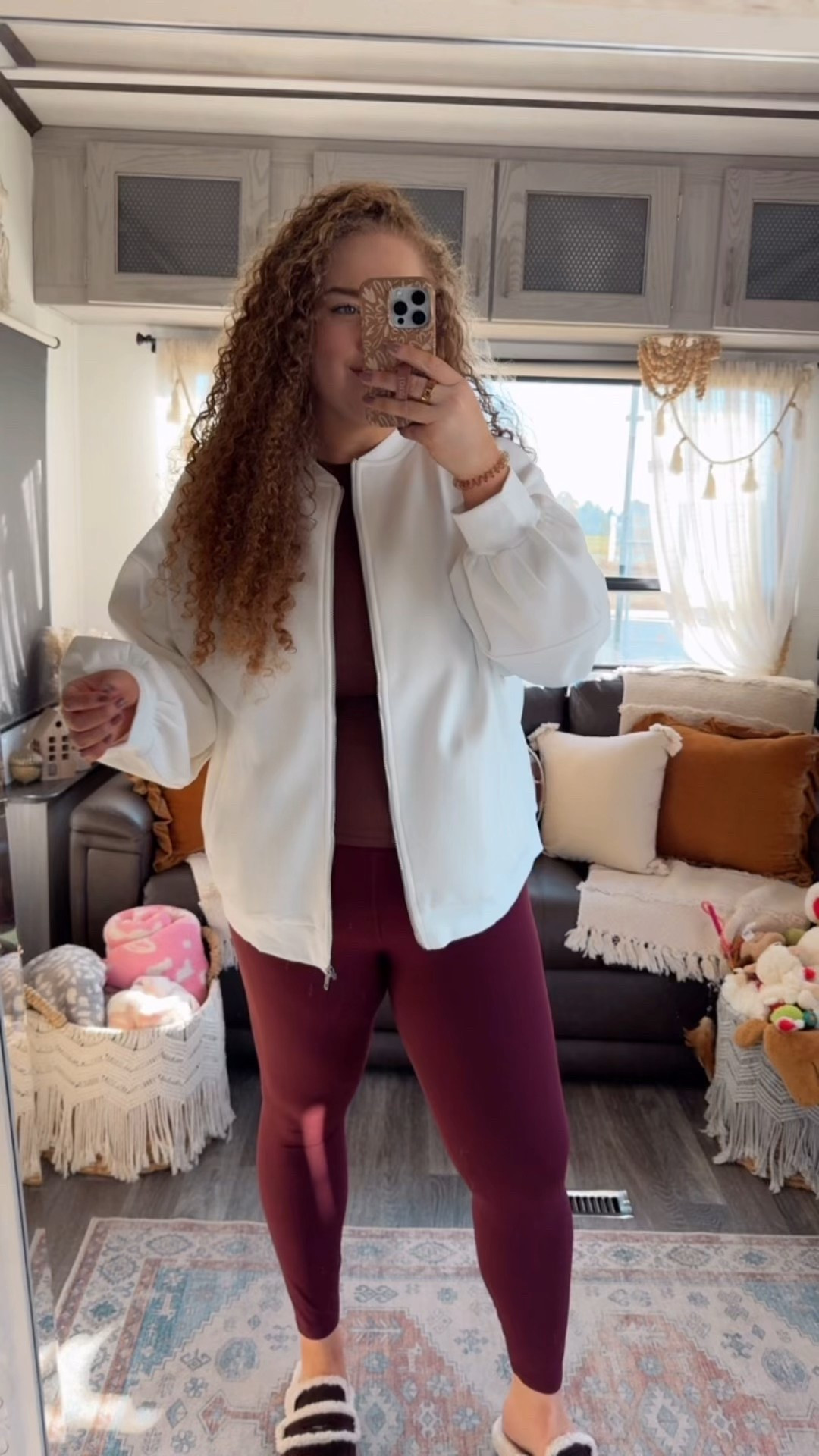 Fall ready and cozy 🤎 This white jacket paired with a brown fitted top and red leggings is giving all the comfy casual vibes 🍂 Finished it off with my go to brown faux shearling loafers for effortless style on the go ✨amazon jacket | amazon white jacket | white jacket | fleece jacket | amazon leggings | leggings outfit | leggings style | red leggings | amazon red leggings | fitted top | amazon fitted top | brown fitted top | amazon brown fitted top | loafers | faux shearling loafers | brown loafers | walmart brown loafers | amazon fashion | amazon finds | amazon look | amazon outfit | fall outfit | fall look | fall fashion | fall finds | fall outfit inspo | fall fashion inspo | fall 2025 | fall outfit  | casual outfit  | casual outfit inspo

#LTKStyleTip #LTKSaleAlert #LTKMidsize